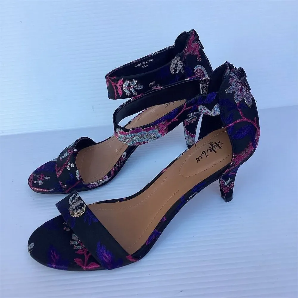 Style & Co Women's Paycee‎ Sandals Multicolor Strappy Block Heel Size 9.5